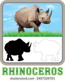 Rhinoceros Vector aislado de arte animal