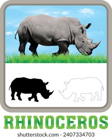 Rhinoceros Vector aislado de arte animal