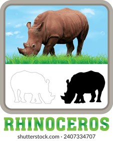 Rhinoceros Vector aislado de arte animal