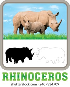 Rhinoceros Vector aislado de arte animal