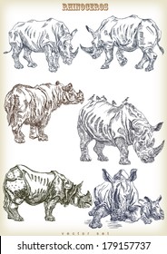 rhinoceros vector set