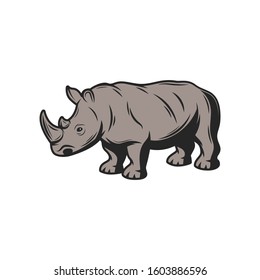 Rhinoceros wild animal icon. Vector African rhino, safari hunt and zoo mammal