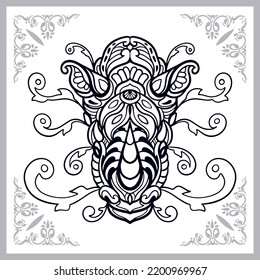 Rhinoceros zentangle arts isolated on white background