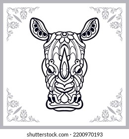 Rhinoceros zentangle arts isolated on white background