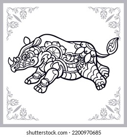 Rhinoceros zentangle arts isolated on white background