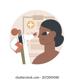 Rhinoplasty abstract concept vector illustration. Nose correction procedure, non-surgical rhinoplasty, changes shape of nose, respiratory problems, aesthetic reshaping risks abstract metaphor.