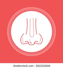 Rhinoplasty color button icon. Nose shape change plastic surgery. Isolated vector element. Outline pictogram for web page, mobile app, promo.
