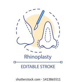 Rhinoplasty concept icon. Nose job idea thin line illustration. Nose reshape.  Breathing improve. Facial cosmetic surgery. Vector isolated outline drawing. Editable stroke