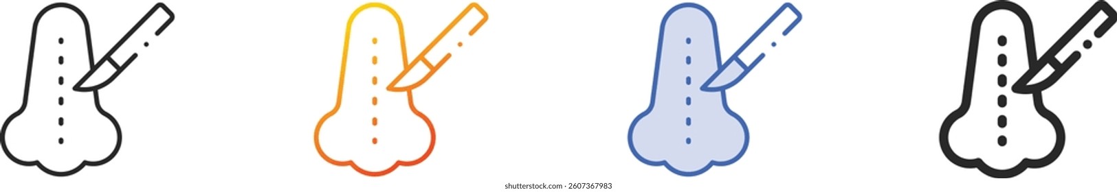 rhinoplasty icon.Thin Linear, Gradient, Blue Stroke and bold Style Design Isolated On White Background