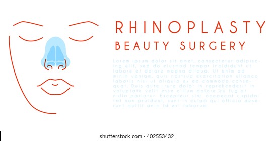 Rhinoplasty illustration. Moder vector style. Before and after.