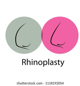 Rhinoplasty logo, nose before and after - vector illustrator