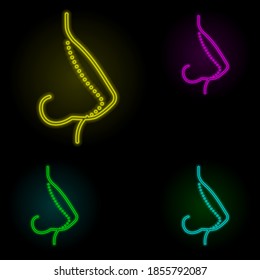 Rhinoplasty, nose curve neon color set icon. Simple thin line, outline vector of anti age icons for ui and ux, website or mobile application