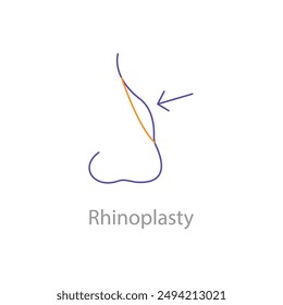 Rhinoplasty, Nose Surgery, Nose Job, Nose Reshaping, Cosmetic Surgery, Facial Surgery, Rhinoplasty Icon, Rhinoplasty Vector, with editable stroke.