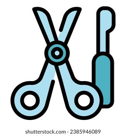 Rhinoplasty scissors icon outline vector. Surgery face. Body anatomy color flat