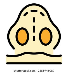 Vector de contorno del icono de cirugía de rinoplastia. Plástico de la nariz. Color plano de operación cosmética