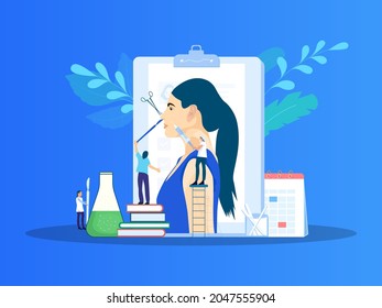 Rhinoplasty vector illustration. Nose beauty surgery
