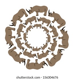rhinos in circle