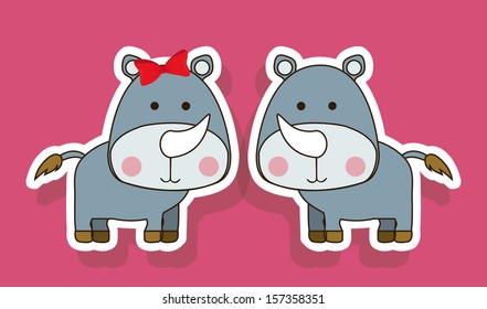 rhinos design over pink background vector illustration  