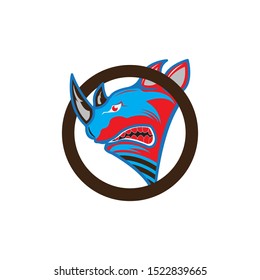 Rhinos head logo for sport club or team. Animal mascot logotype. Badge , emblem or template Vector illustration
