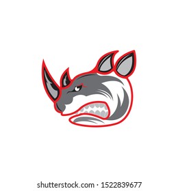 Rhinos head logo for sport club or team. Animal mascot logotype. Badge , emblem or template Vector illustration
