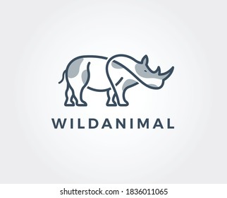 Rhinos head logo for sport club or team. Animal mascot logotype. Template. Vector illustration.