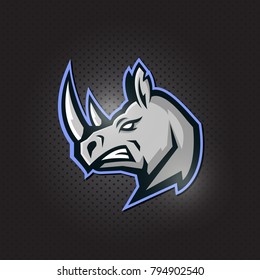 Rhinos head logo for sport club or team. Animal mascot logotype. Vector illustration