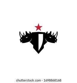 Rhinos head shield logo vector template