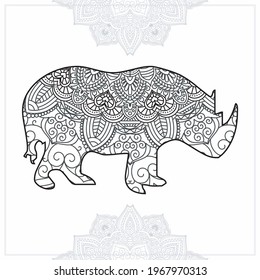 Rhinos Mandala. Vintage decorative elements. Oriental pattern, vector illustration.