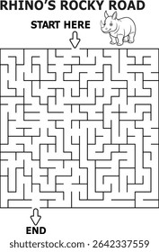 Rhinos rocky road maze game for kids fun activity