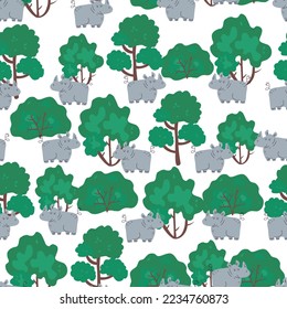 Its Rhino's world seamless pattern