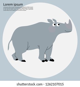 Rhino.Vector Cartoon Flat Illustration