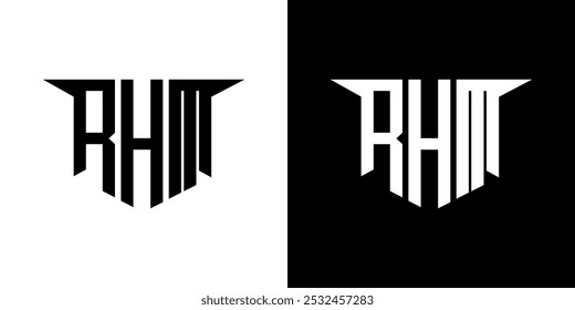 RHM letter logo design with white background in illustrator, vector logo modern alphabet font overlap style, calligraphy designs for logo, Poster, Invitation, etc.