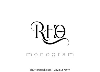 RHO Elegant Monogram Logo Design With Decorative Lettering. Elegant Monogram Logo Design with Decorative Elements and Typography
