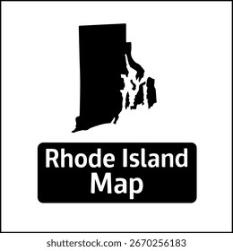 Rhode Island schwarz Silhouette Kartenvektor