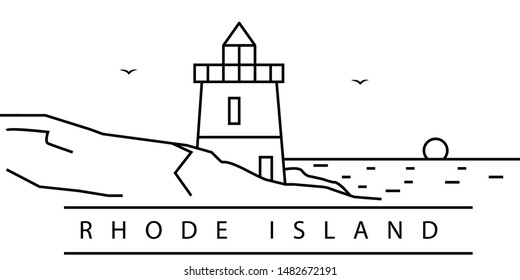 Rhode Island city line icon. Element of USA states illustration icons. Signs, symbols can be used for web, logo, mobile app, UI, UX