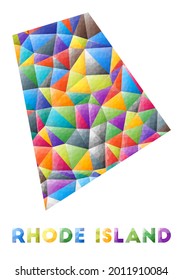 Rhode Island - colorful low poly US state shape. Multicolor geometric triangles. Modern trendy design. Vector illustration.