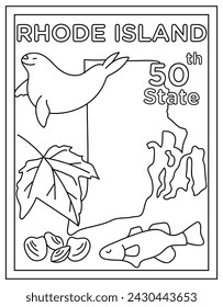 Rhode island coloring page designed in hand drawn vectors 