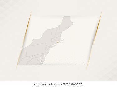 Landkarte von Rhode Island mit den Farben der Nationalflagge. Vektorgrafik.