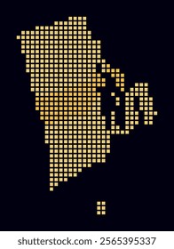 Rhode Island dotted map. Digital style map of the state on a dark background. Rhode Island shape with square dots. Colored dots style. Large size squares. Vibrant vector illustration.