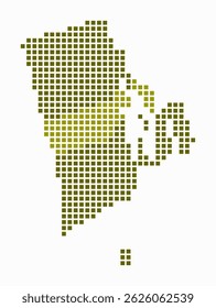Mapa de Rhode Island. Mapa de estilo digital del estado sobre fondo blanco. Forma de Rhode Island con puntos cuadrados. Estilo de puntos de colores. Grandes cuadrados de tamaño. Ilustración vectorial artística.