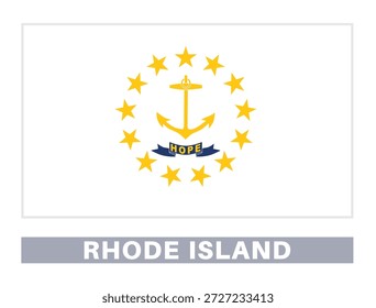 Bandera de Rhode Island. Banderas del Estado americano en colores y proporciones oficiales