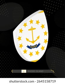Rhode Island Flag Shield icon in 3D on Dark Modern Abstract Rugby Background. Perfect for sports events, heritage themes, national celebrations, and patriotic designs.