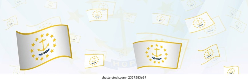 Rhode Island flag-themed abstract design on a banner. Abstract background design with National flags. Vector illustration.