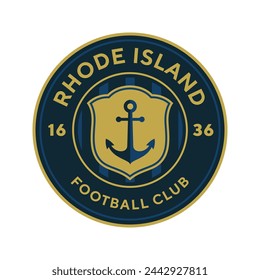 Rhode Island football logo, USA. Elegant soccer logo. Elegant Modern Soccer Football Badge logo designs, Soccer Emblem logo template vector illustration