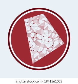 Rhode Island icon. Trendy tech logo of the US state. Geometric mesh round design. Technology, internet, network, telecommunication concept. Vector illustration.