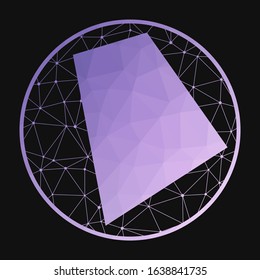 Rhode Island icon. Vector polygonal map of the us state. Rhode Island icon in geometric style. The us state map with purple low poly gradient on dark background.