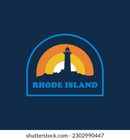 Rhode Island Leuchtturm Vintage Logo Vintage-Konzept, Symbol, Element und Vorlage für Unternehmen. Reisen, entdecken, Abenteuer Logo.