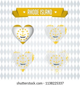 Rhode Island with love. Design vector broken heart with flag inside