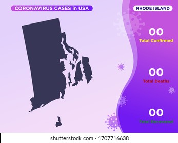 Rhode Island Map Covid-19, Corona Virus Infographic Vector Template.