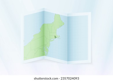 Rhode Island map, folded paper with Rhode Island map. Vector illustration.